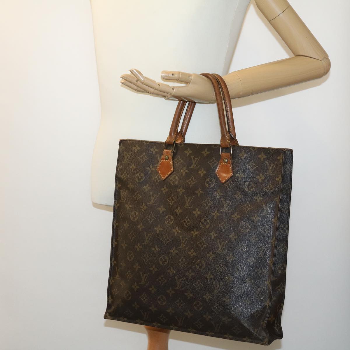 LOUIS VUITTON Monogram Sac Plat Hand Bag M51140 LV Auth pt2100