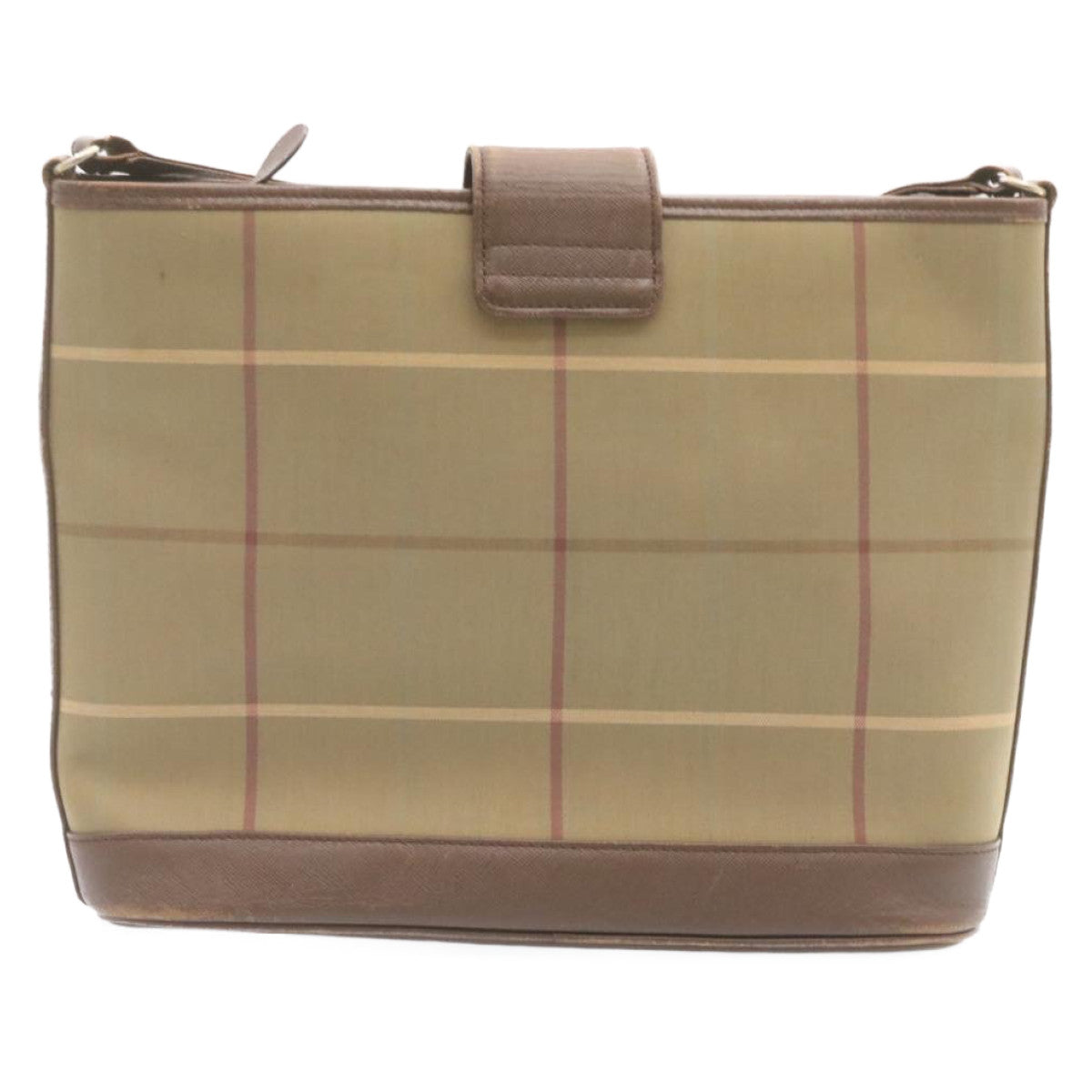 Burberrys Nova Check Shoulder Bag Canvas Khaki Brown Auth q018