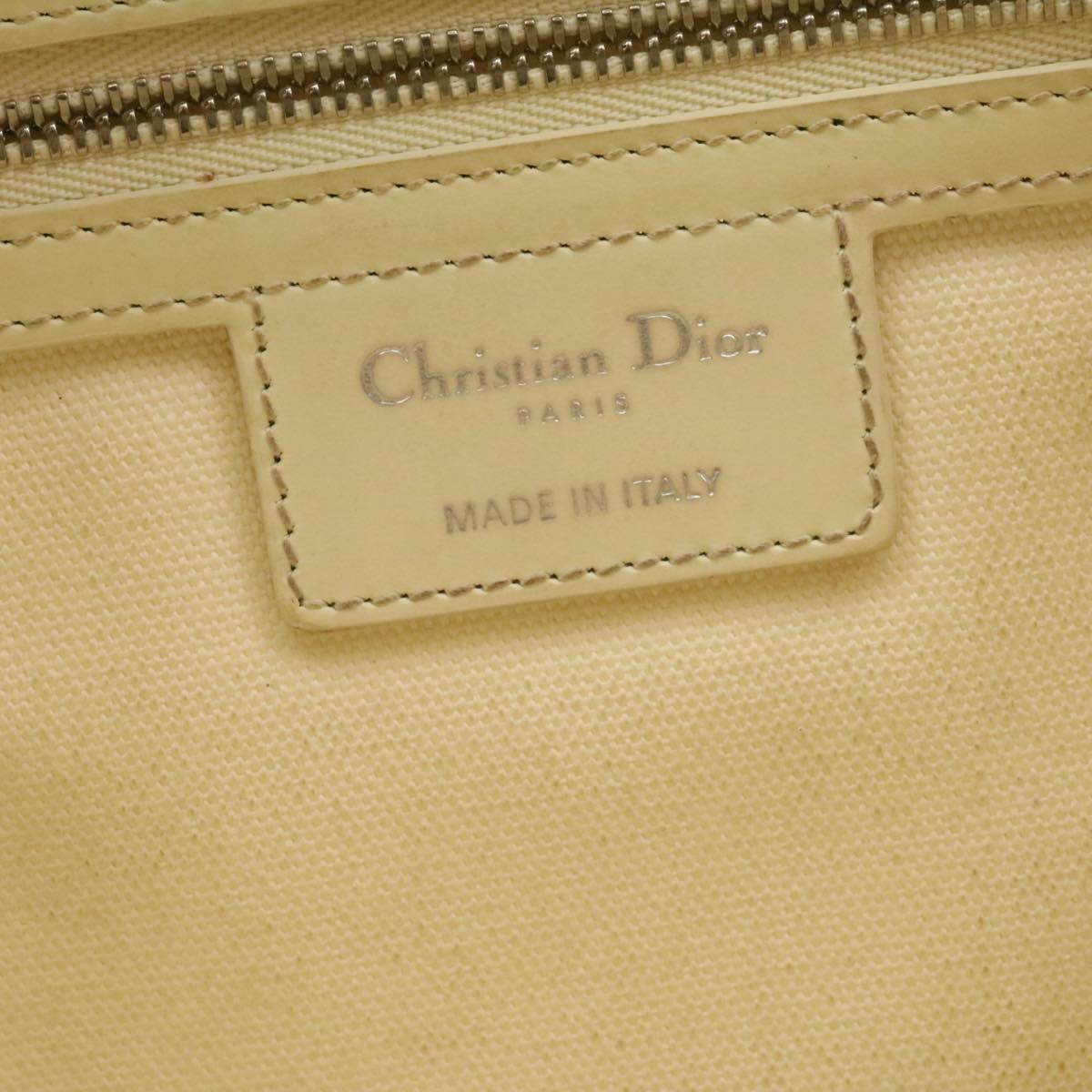 Christian Dior Panarea Tote Bag Coated Canvas White Auth rd1228