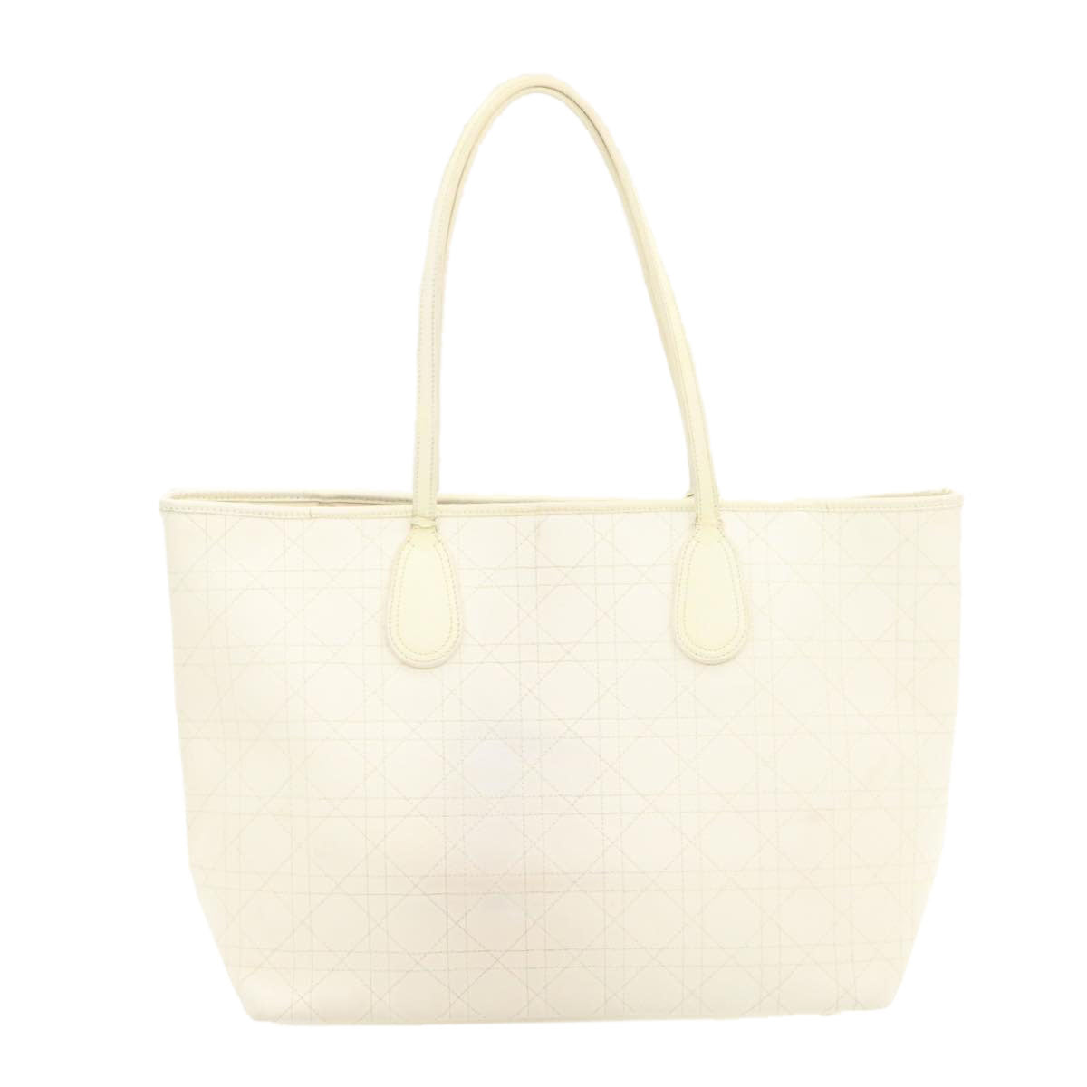 Christian Dior Panarea Tote Bag Coated Canvas White Auth rd1228 - 0