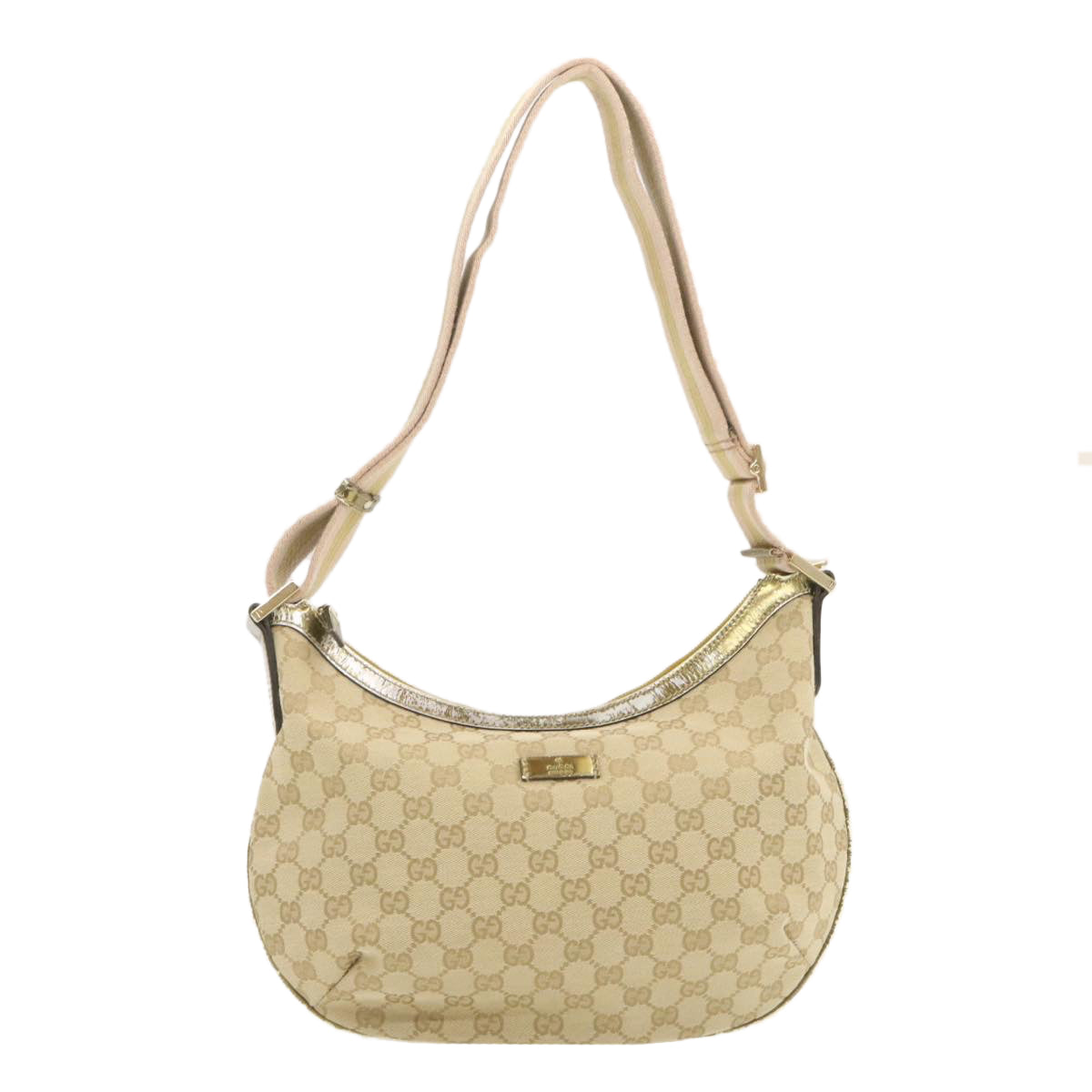 GUCCI Sherry Line GG Canvas Shoulder Bag Beige Pink Gold 181092 Auth rd1354