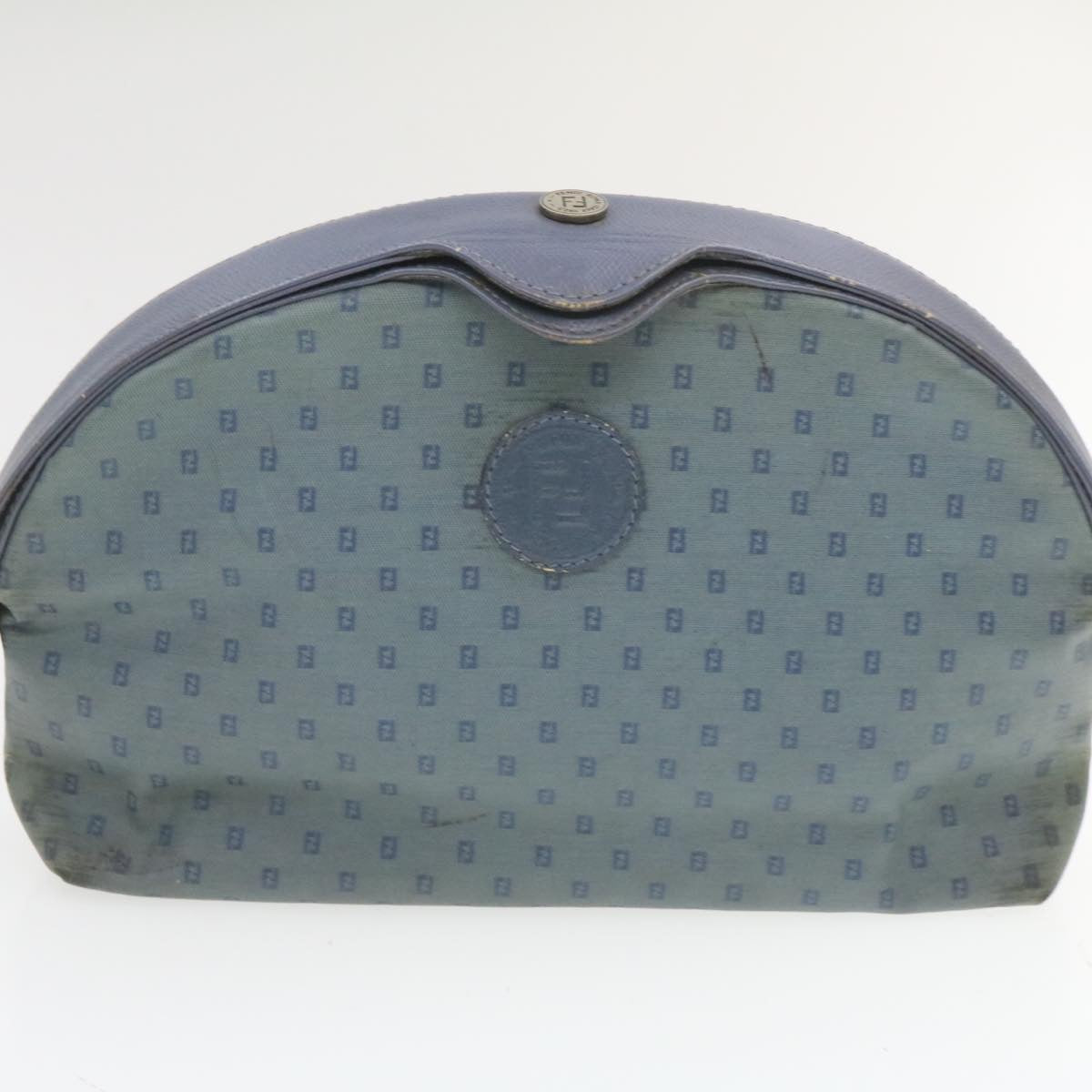 FENDI Clutch Bag Canvas 2Set Blue Black Auth rd1490 - 0