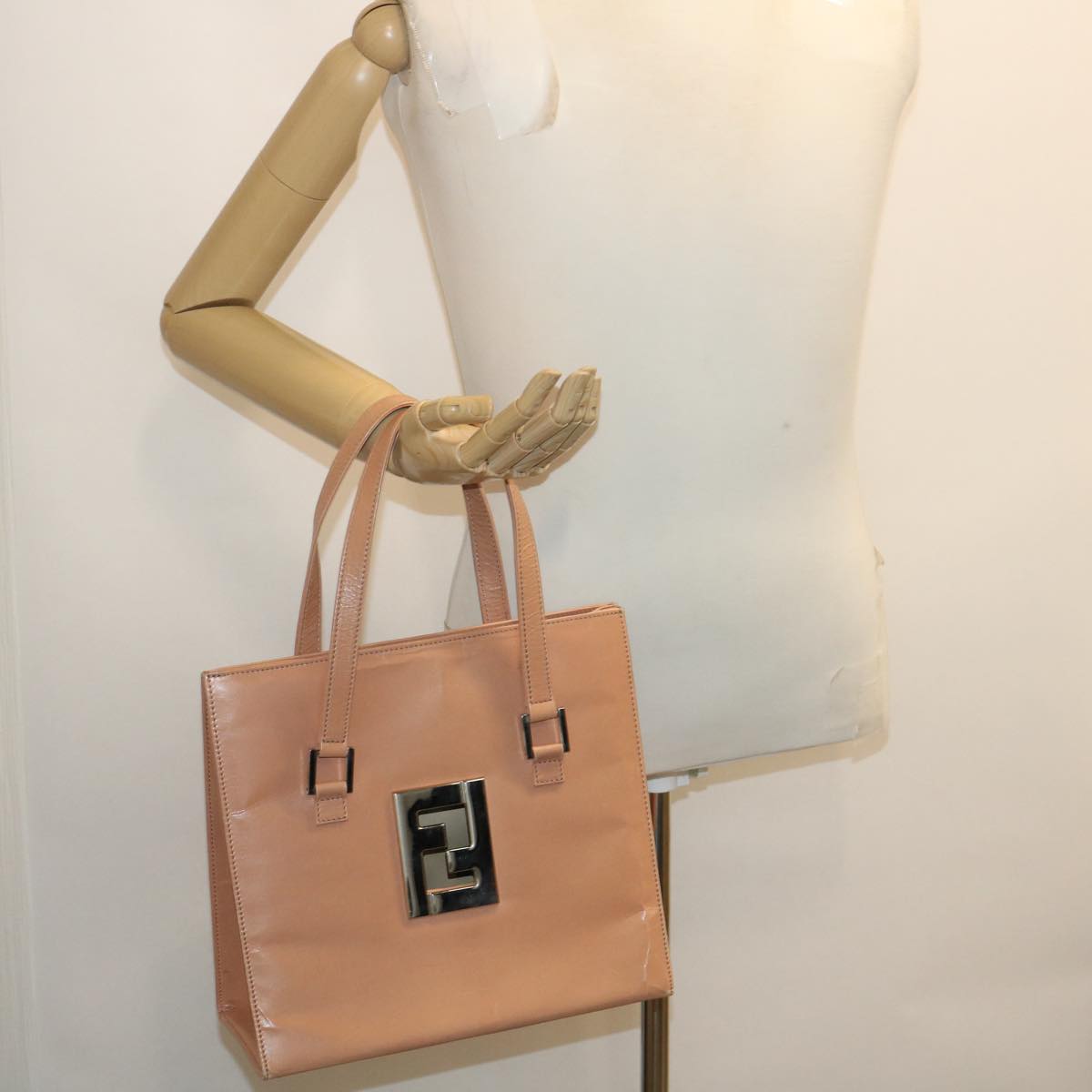 FENDI Tote Bag Leather 2way Pink Auth rd2065