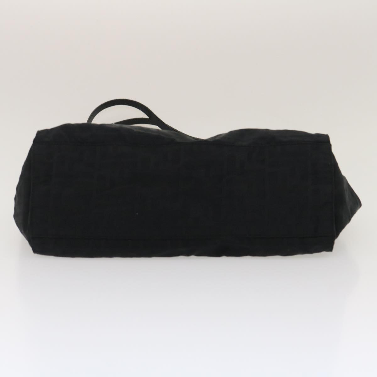 FENDI Zucca Canvas Tote Bag Nylon Black Auth rd2078