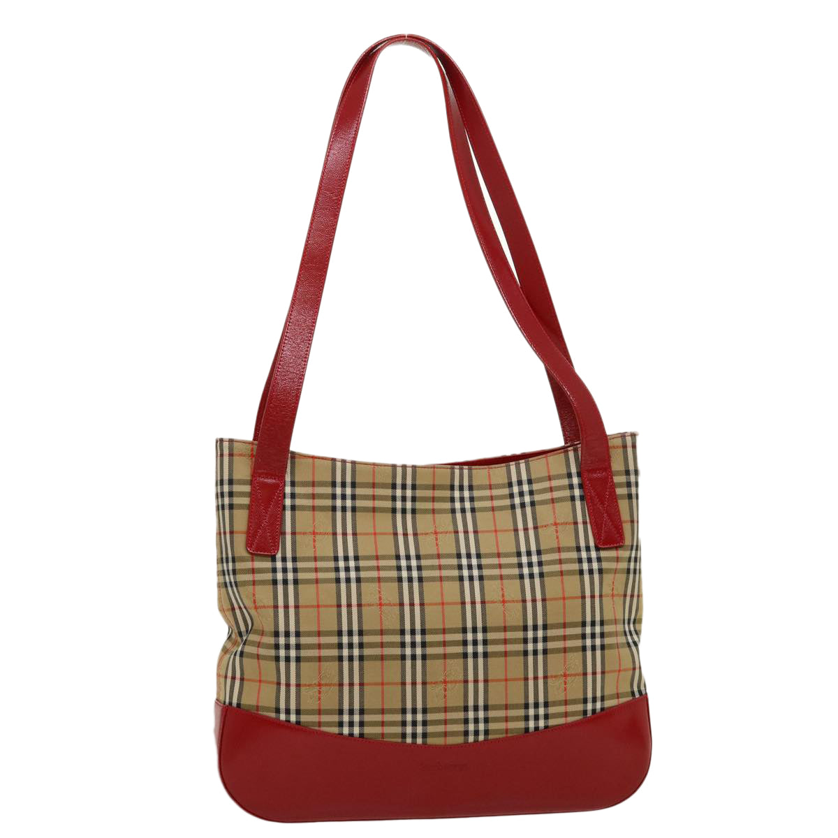 Burberrys Nova Check Tote Bag Canvas Leather Beige Red Auth rd2124