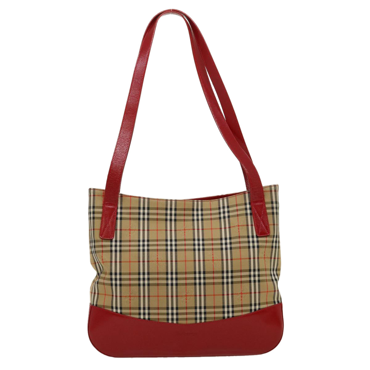 Burberrys Nova Check Tote Bag Canvas Leather Beige Red Auth rd2124