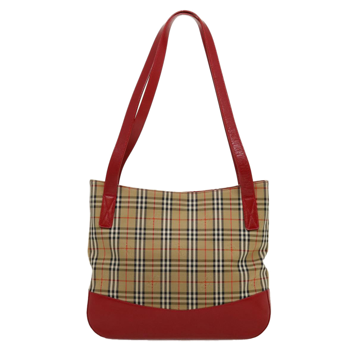 Burberrys Nova Check Tote Bag Canvas Leather Beige Red Auth rd2124 - 0