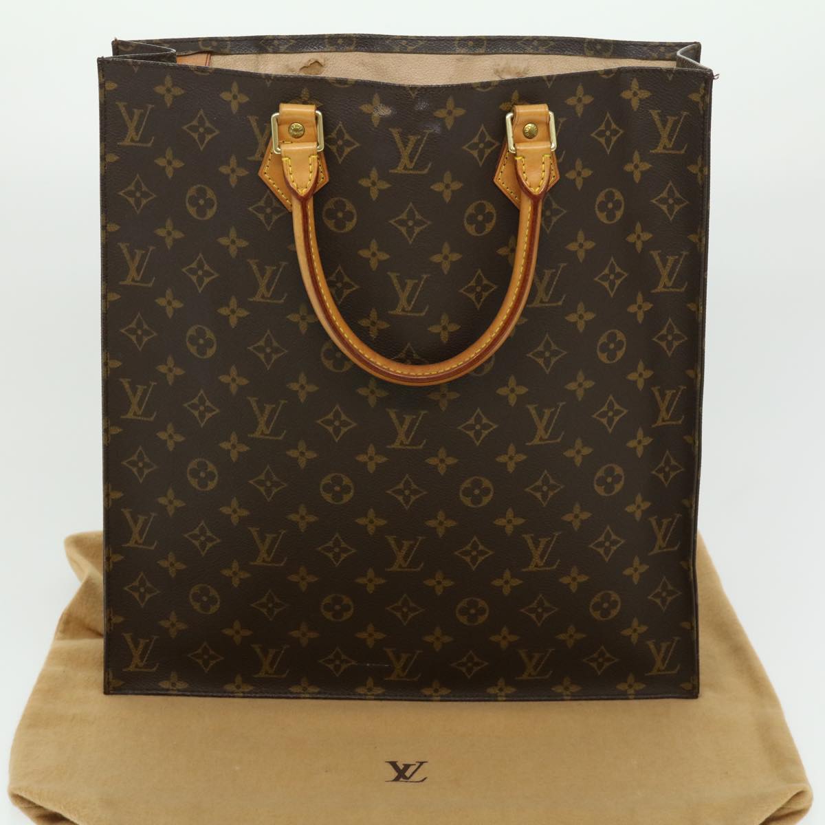 LOUIS VUITTON Monogram Sac Plat Hand Bag M51140 LV Auth rd2148