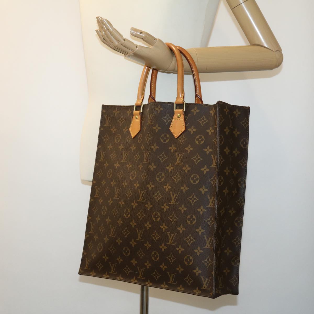 LOUIS VUITTON Monogram Sac Plat Hand Bag M51140 LV Auth rd2148