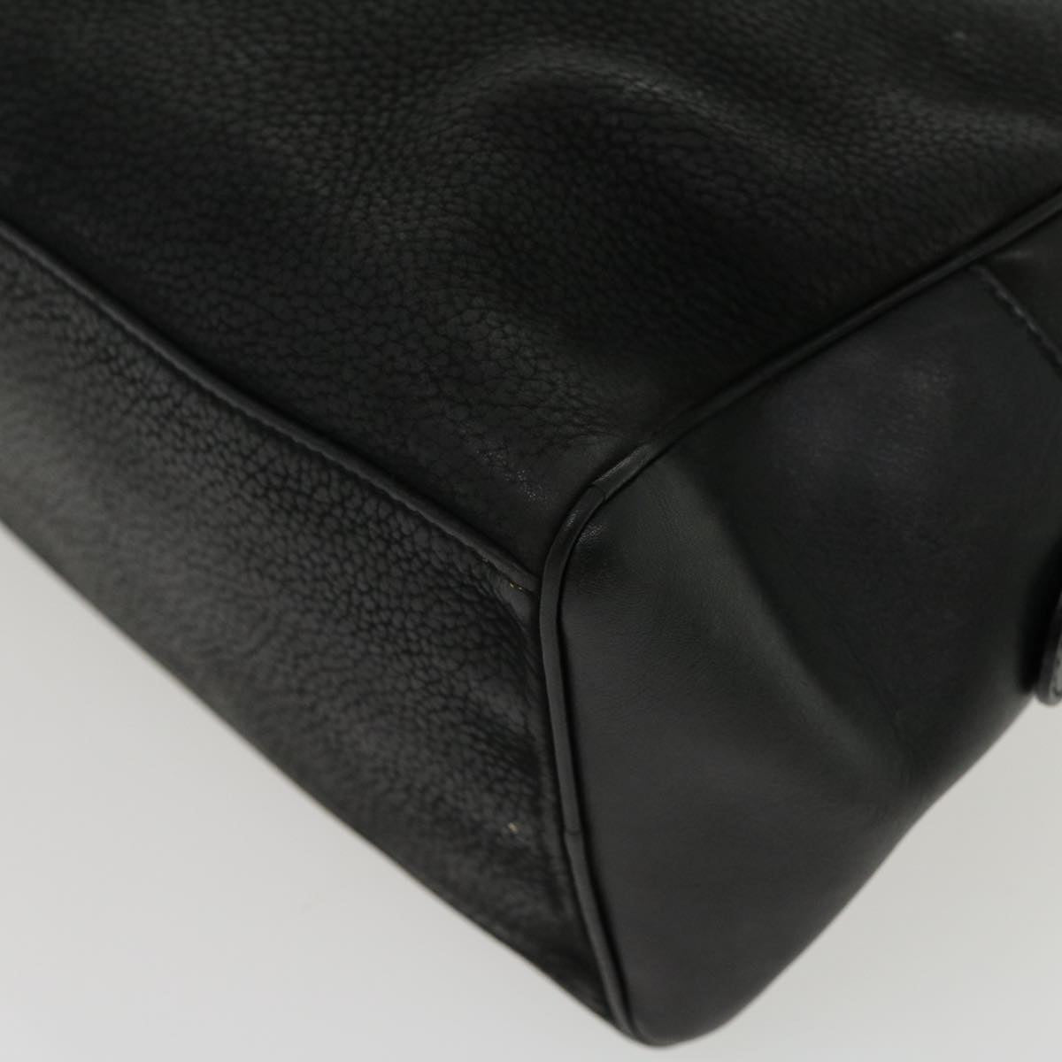 CELINE Hand Bag Leather Black Auth rd2165
