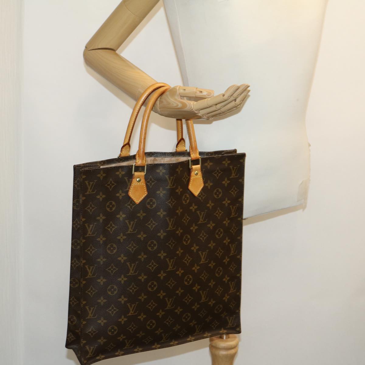 LOUIS VUITTON Monogram Sac Plat Hand Bag M51140 LV Auth rd2218