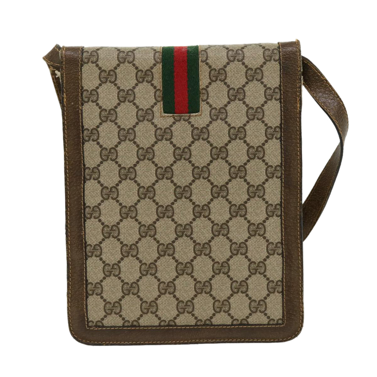 GUCCI GG Canvas Web Sherry Line Shoulder Bag Beige Red Green Auth rd2223 - 0