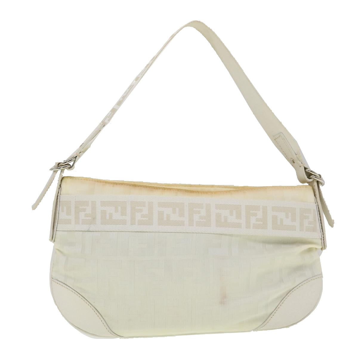 FENDI Zucca Canvas Shoulder Bag White Auth rd2256 - 0