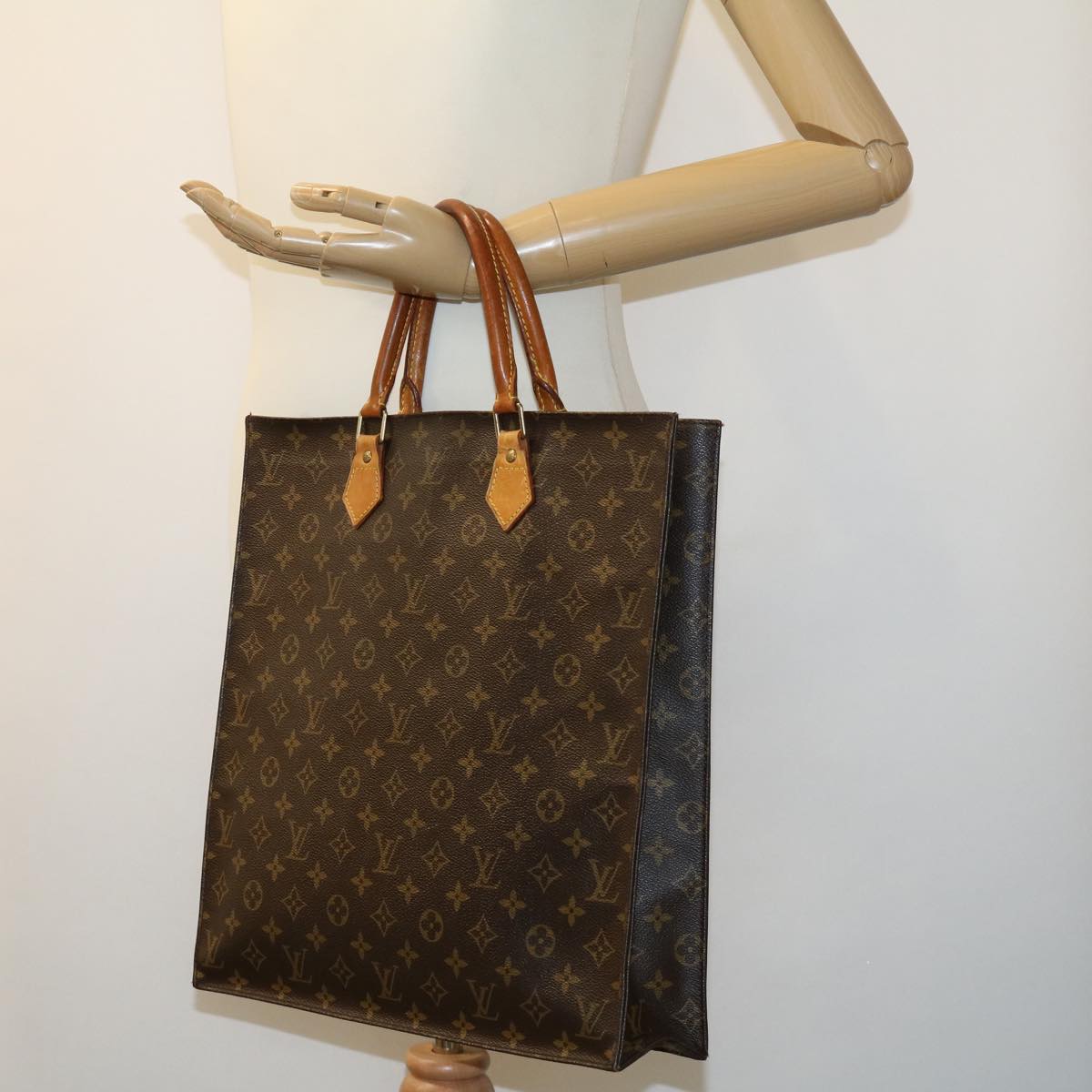 LOUIS VUITTON Monogram Sac Plat Hand Bag M51140 LV Auth rd2267