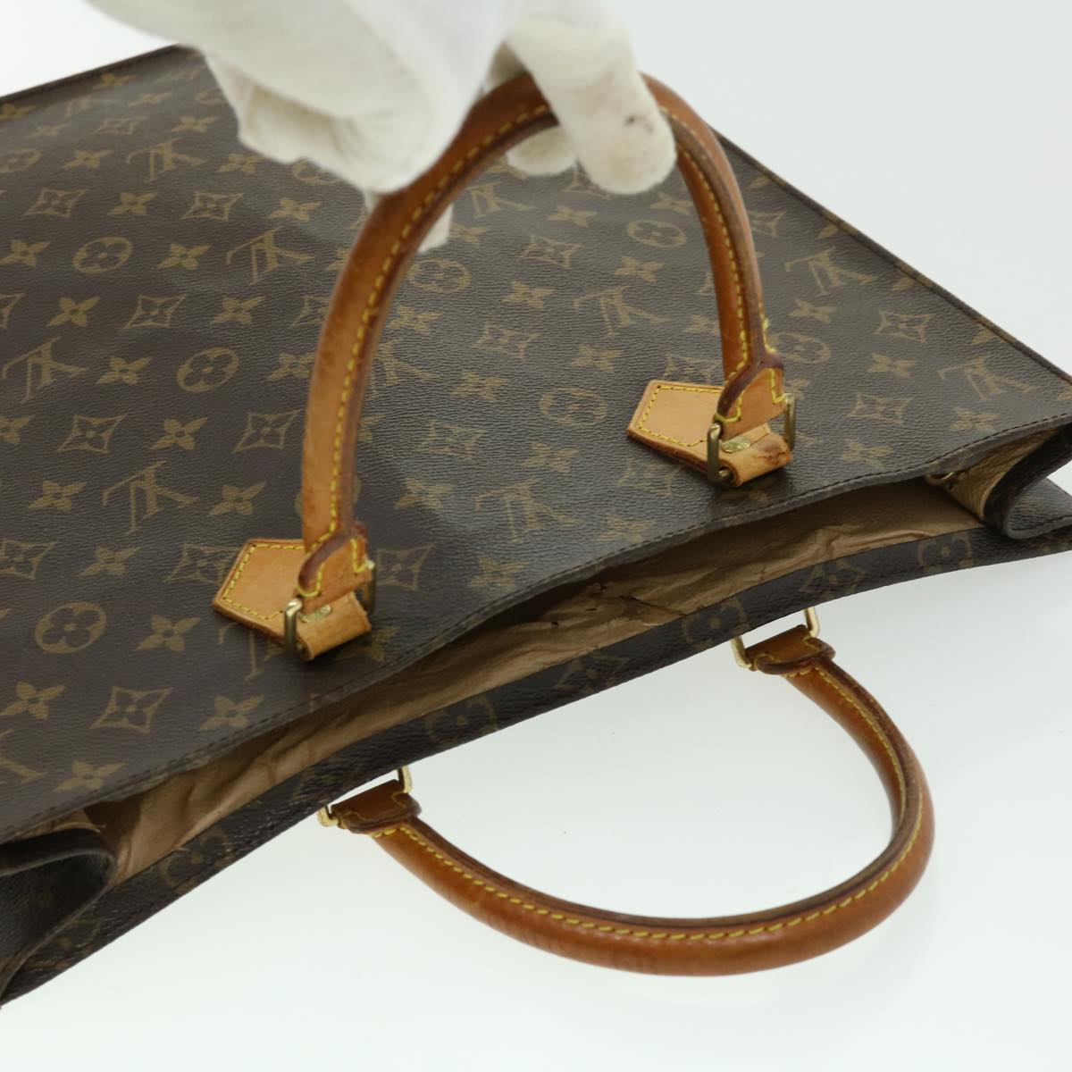 LOUIS VUITTON Monogram Sac Plat Hand Bag M51140 LV Auth rd2267