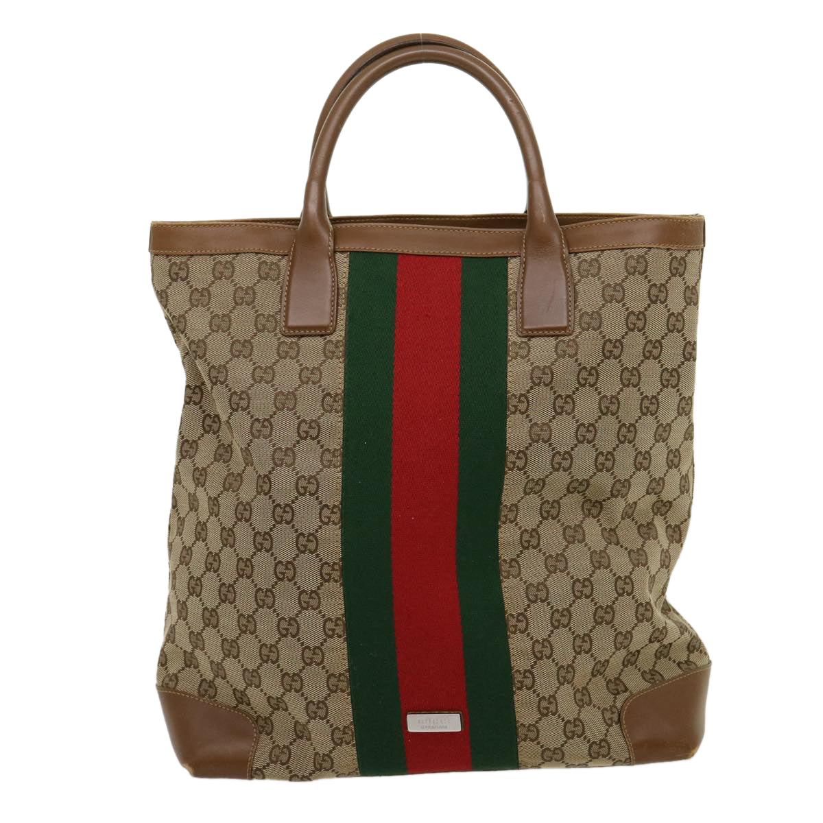 GUCCI GG Canvas Web Sherry Line Hand Bag Beige Red Green 20580025100 Auth rd2378