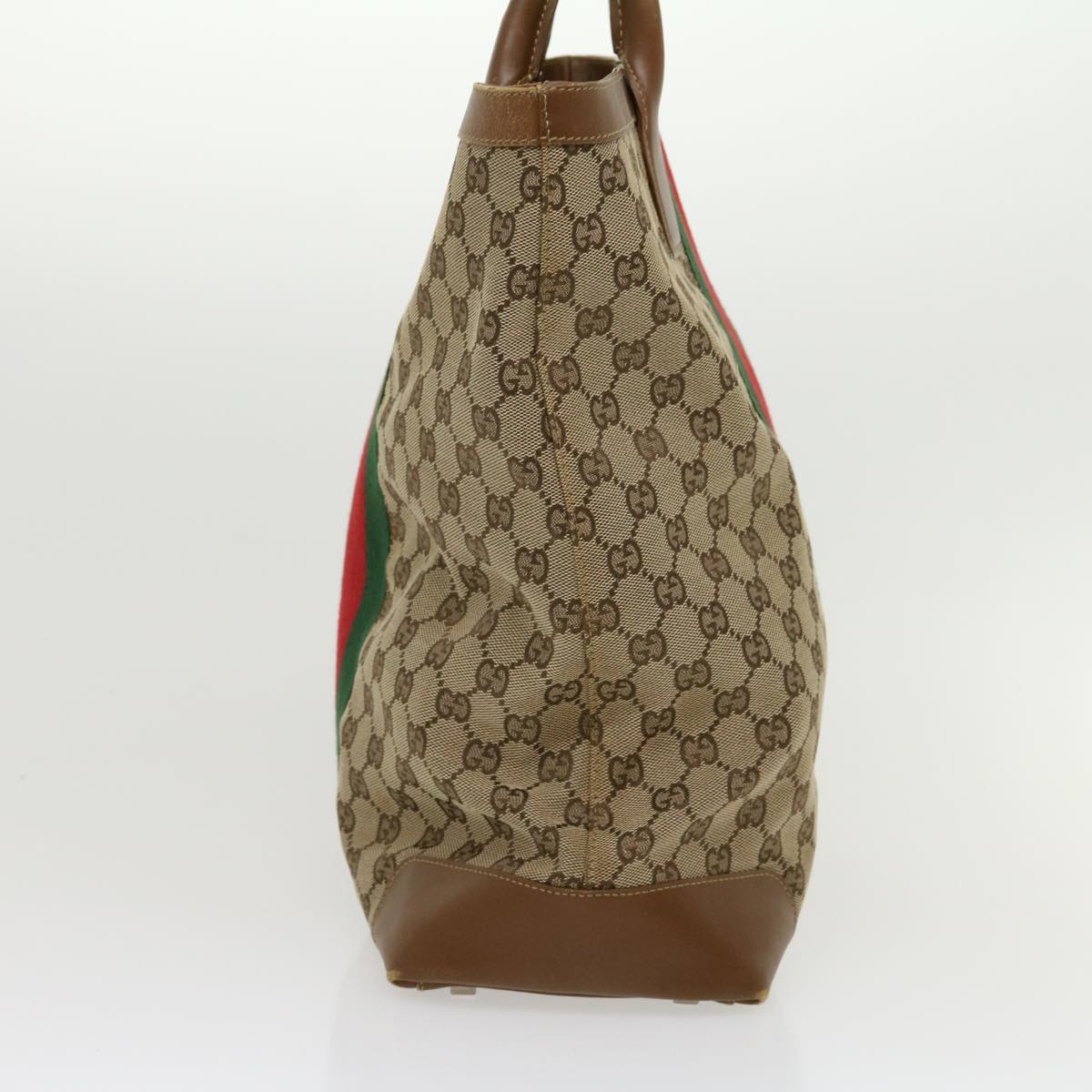 GUCCI GG Canvas Web Sherry Line Hand Bag Beige Red Green 20580025100 Auth rd2378