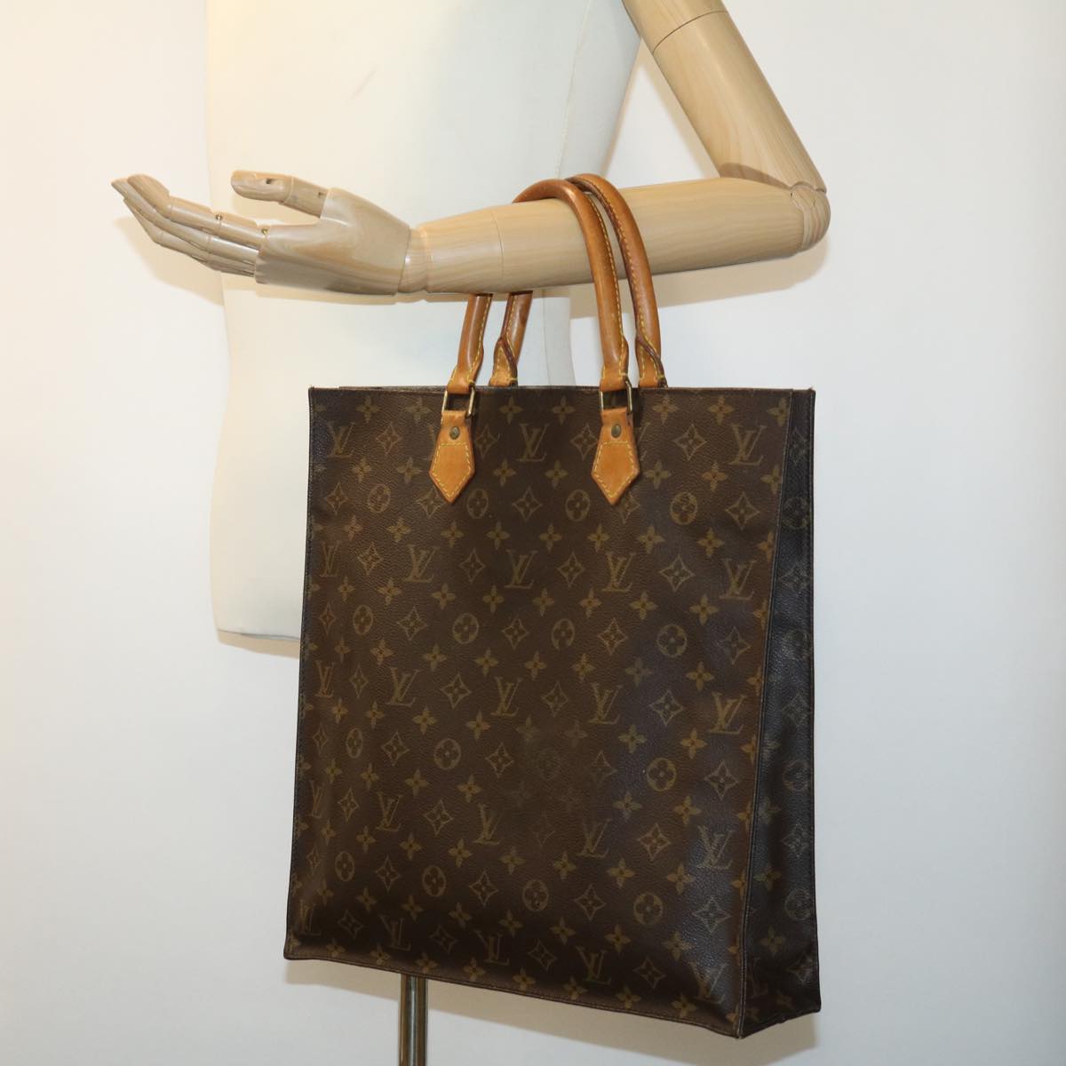 LOUIS VUITTON Monogram Sac Plat Hand Bag M51140 LV Auth rd2380