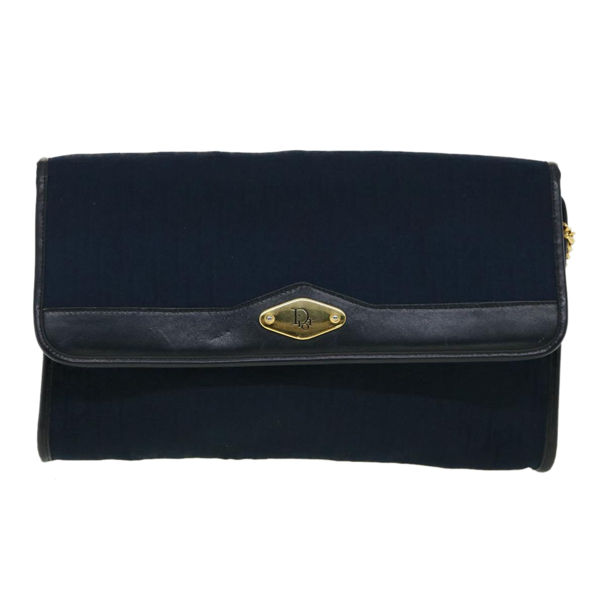 Christian Dior Trotter Canvas Chain Shoulder Bag Navy Auth rd2392
