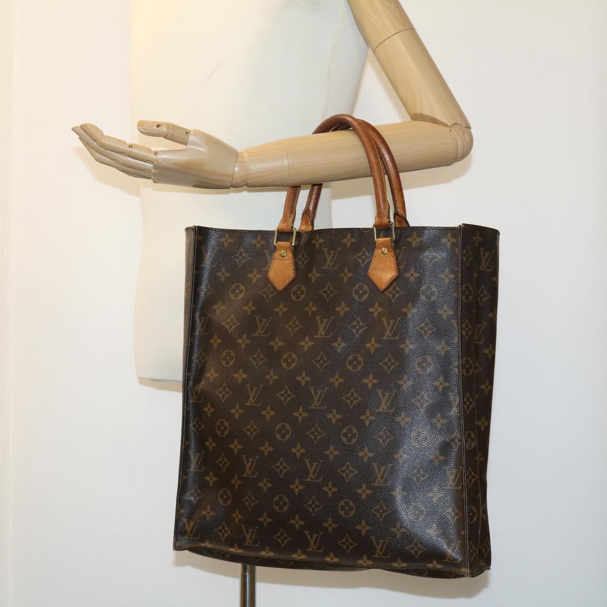 LOUIS VUITTON Monogram Sac Plat Hand Bag M51140 LV Auth rd2428