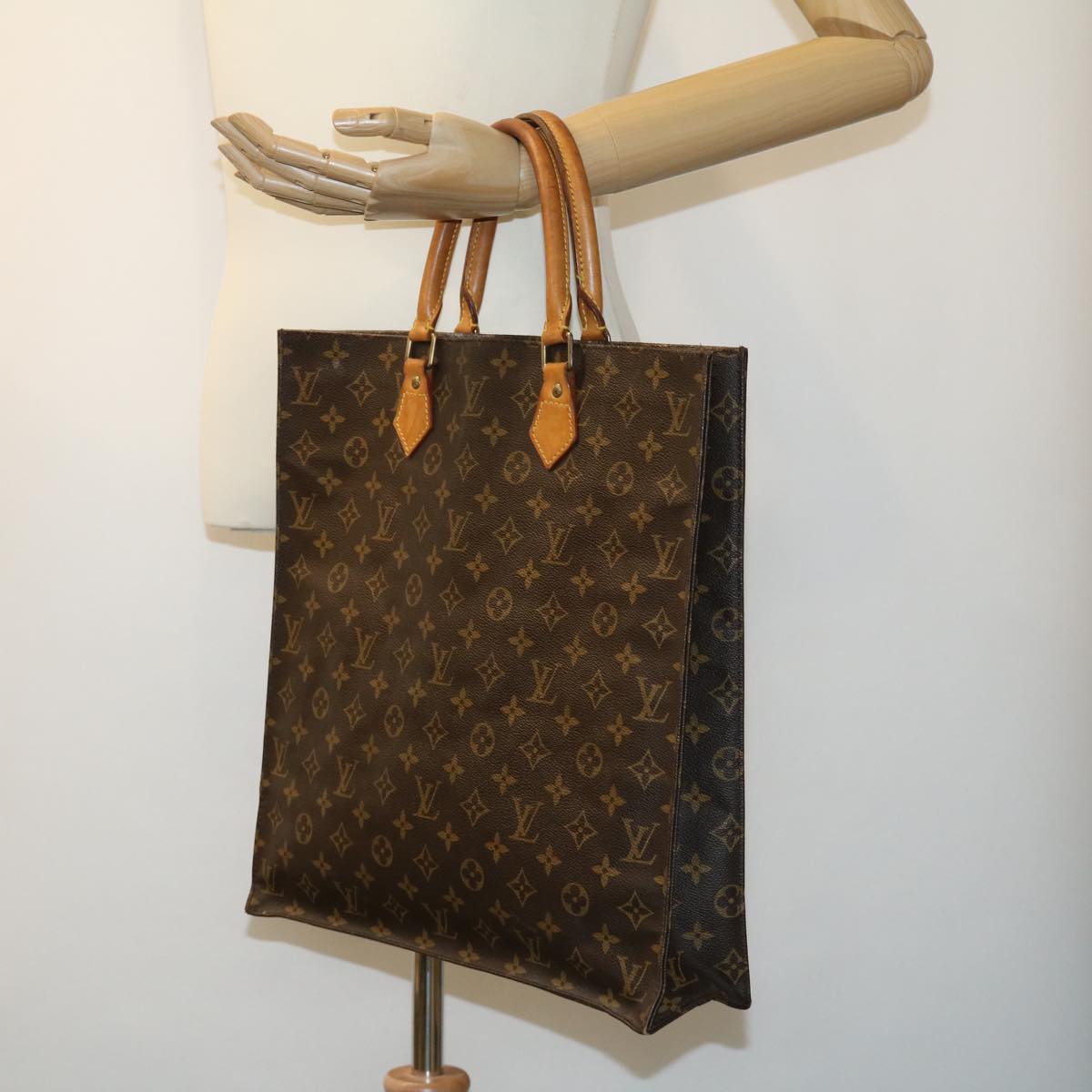 LOUIS VUITTON Monogram Sac Plat Hand Bag M51140 LV Auth rd2433