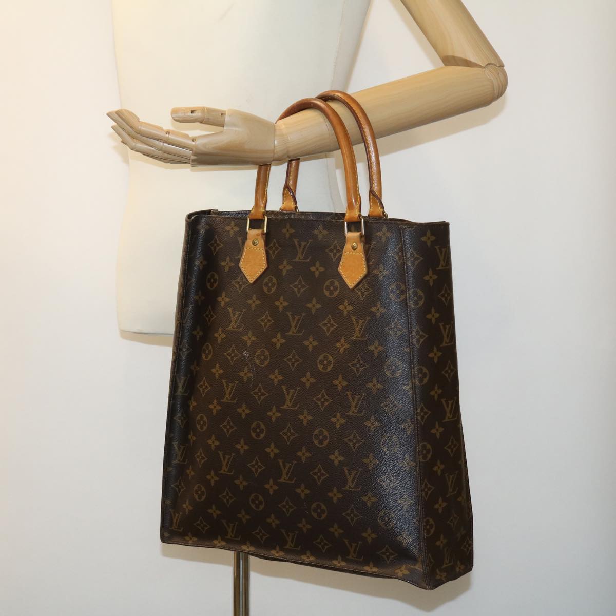 LOUIS VUITTON Monogram Sac Plat Hand Bag M51140 LV Auth rd2443