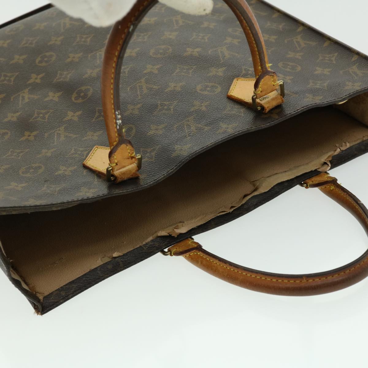 LOUIS VUITTON Monogram Sac Plat Hand Bag M51140 LV Auth rd2474