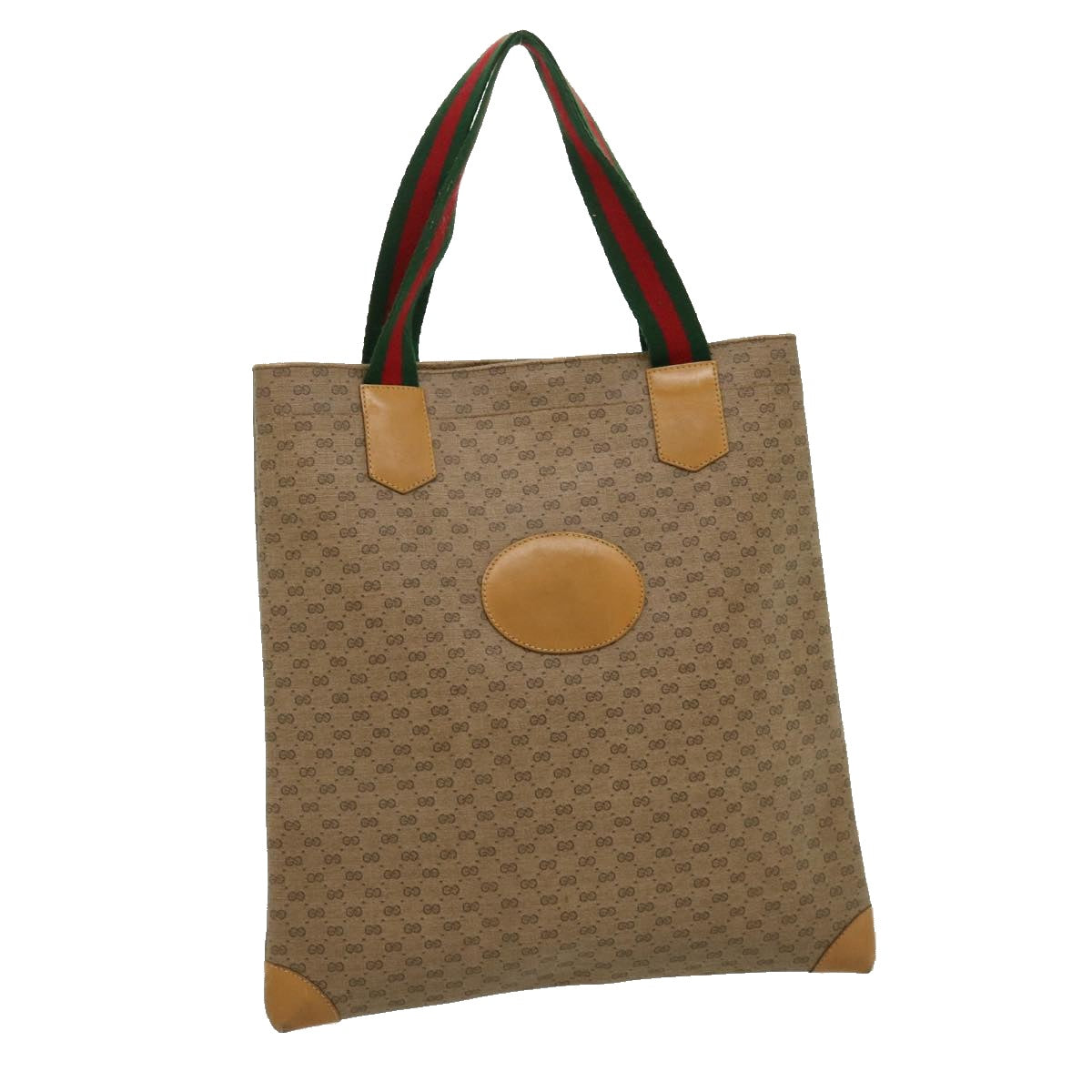 GUCCI Micro GG Canvas Web Sherry Line Tote Bag Beige Red 02371300 Auth rd2676