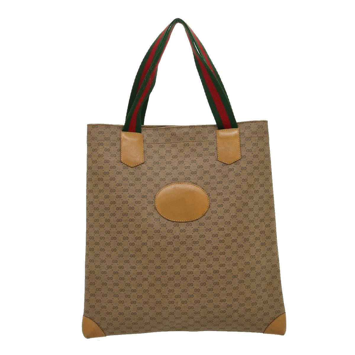 GUCCI Micro GG Canvas Web Sherry Line Tote Bag Beige Red 02371300 Auth rd2676