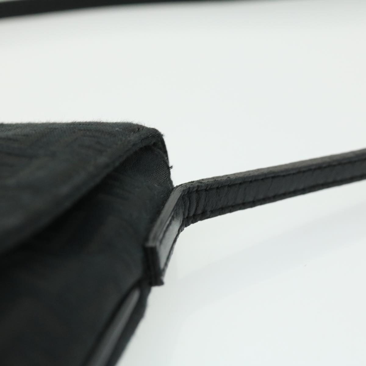 FENDI Zucchino Canvas Shoulder Bag Black Auth rd2796