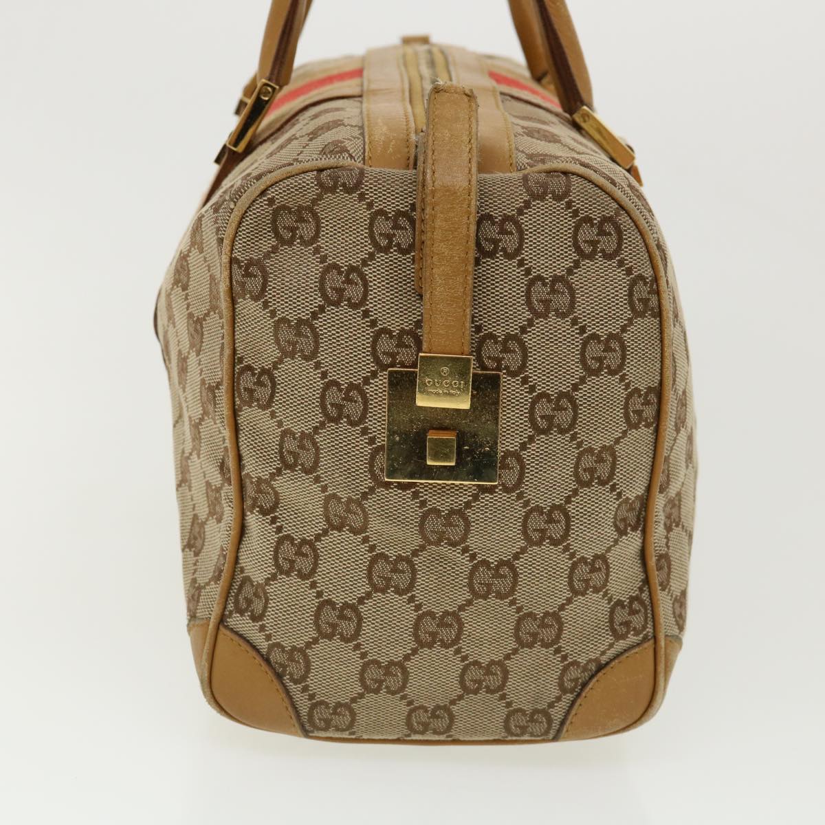 GUCCI GG Canvas Sherry Line Hand Bag Beige Red Brown 0000846002113 Auth rd2865