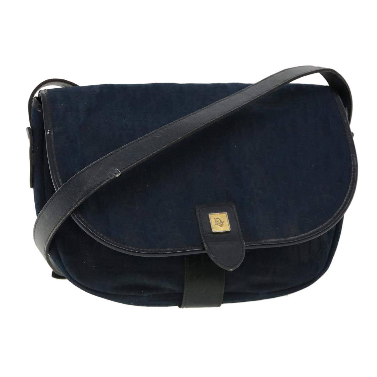 Christian Dior Trotter Canvas Shoulder Bag Navy Auth rd2917