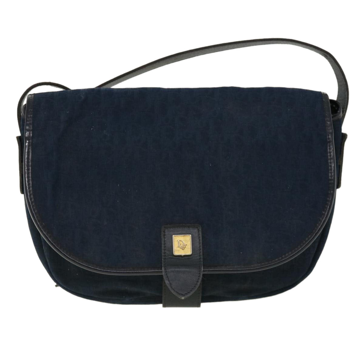 Christian Dior Trotter Canvas Shoulder Bag Navy Auth rd2917