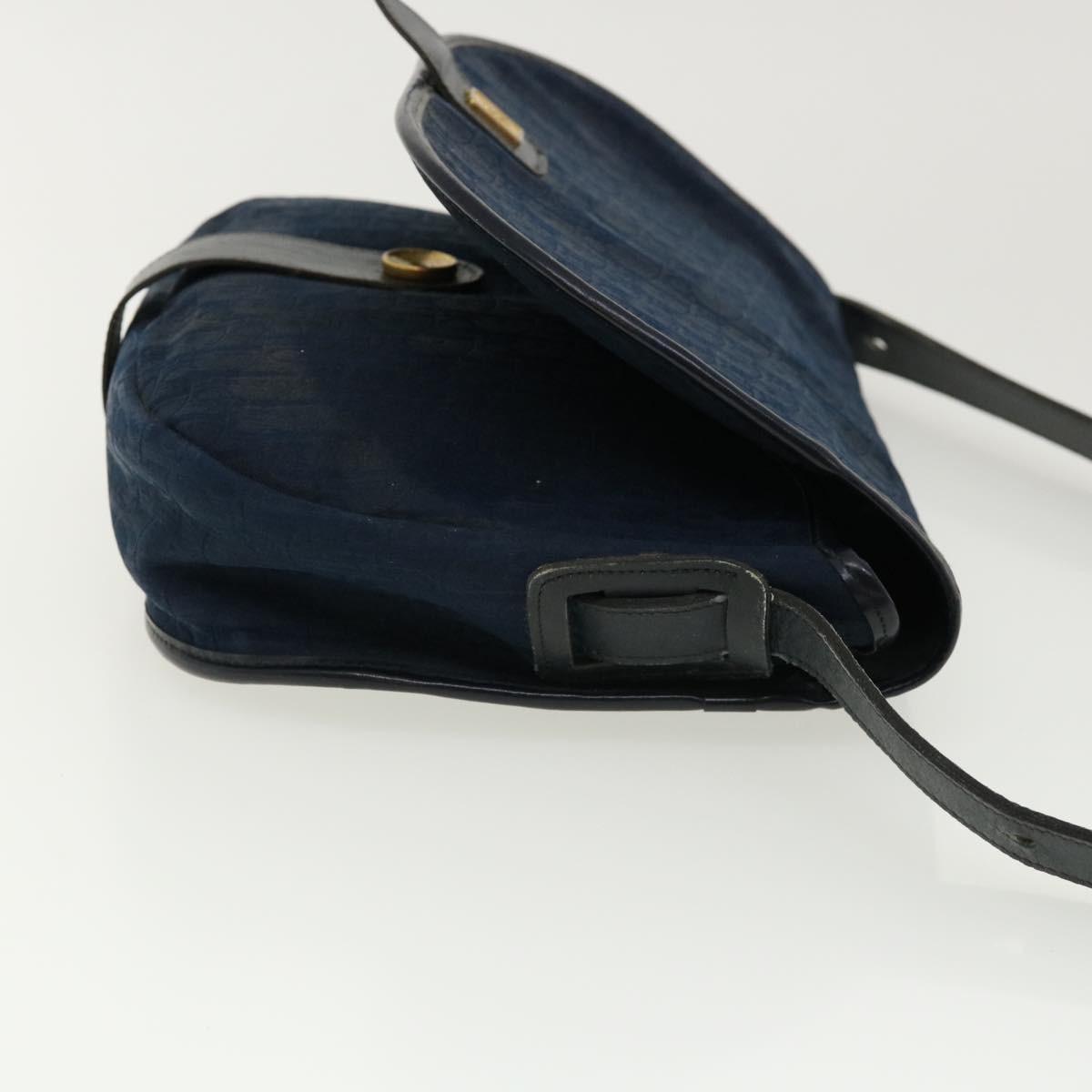 Christian Dior Trotter Canvas Shoulder Bag Navy Auth rd2917