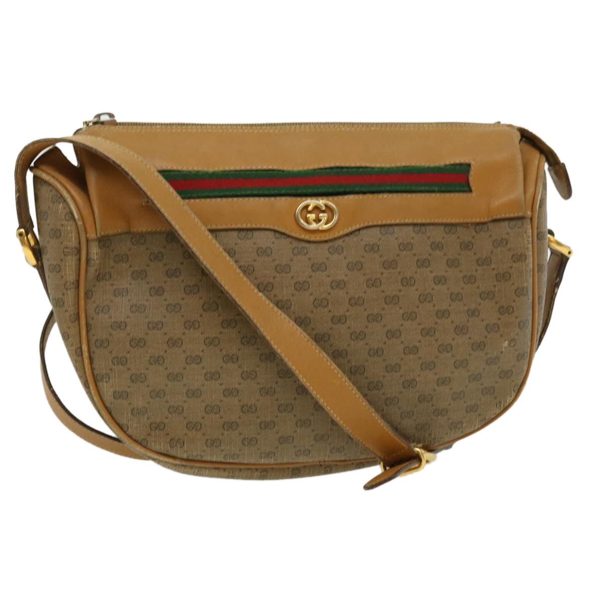 GUCCI Micro GG Canvas Shoulder Bag Brown 001580918 Auth rd2931