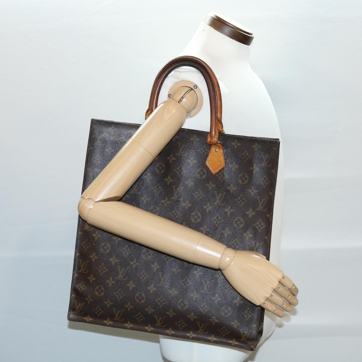 LOUIS VUITTON Monogram Sac Plat Hand Bag M51140 LV Auth rd2932