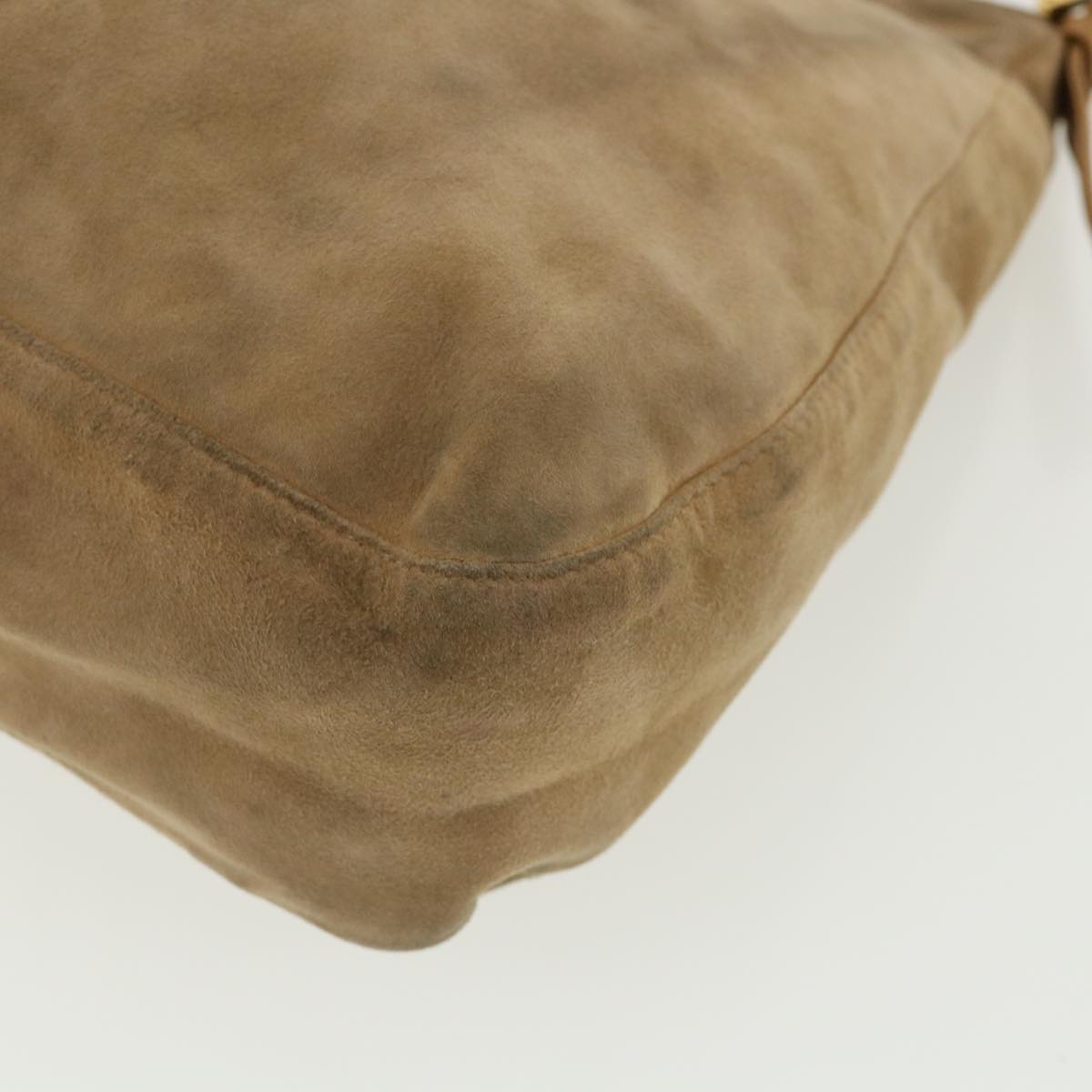 FENDI Mamma Baguette Shoulder Bag Suede Leather Brown Auth rd2986