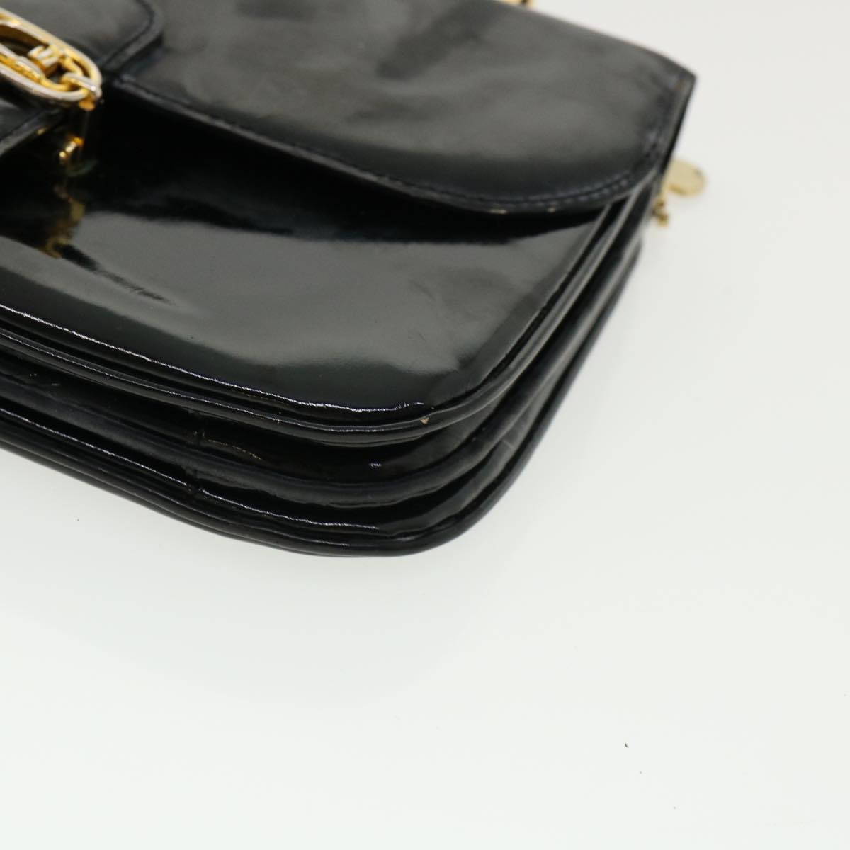 CELINE Shoulder Bag Leather Black Auth rd3015
