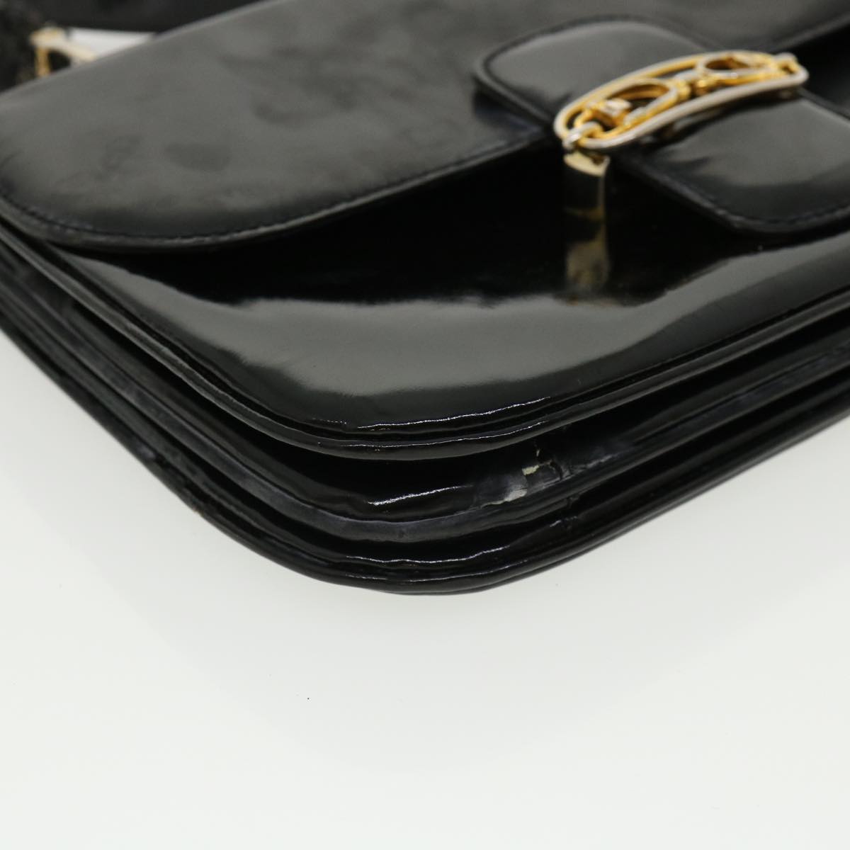 CELINE Shoulder Bag Leather Black Auth rd3015