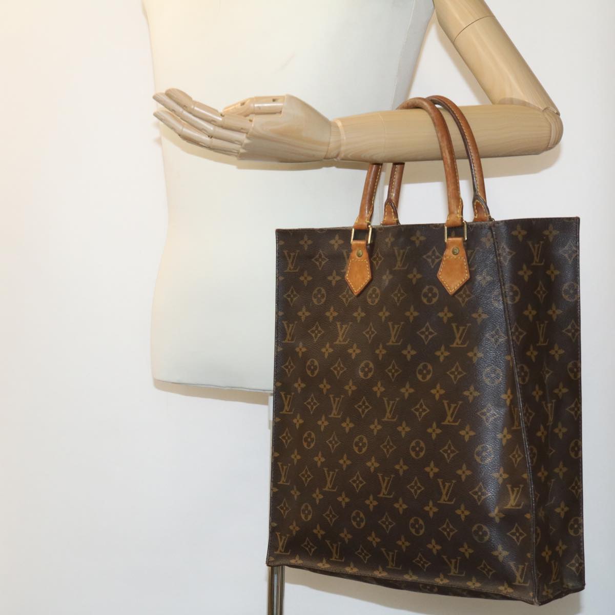 LOUIS VUITTON Monogram Sac Plat Hand Bag M51140 LV Auth rd3024