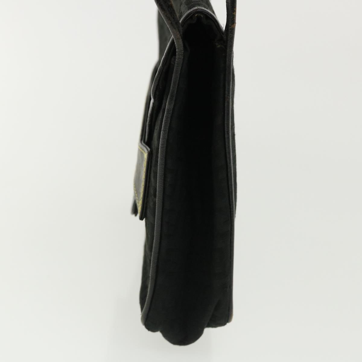 FENDI Zucchino Canvas Shoulder Bag Black Auth rd3030