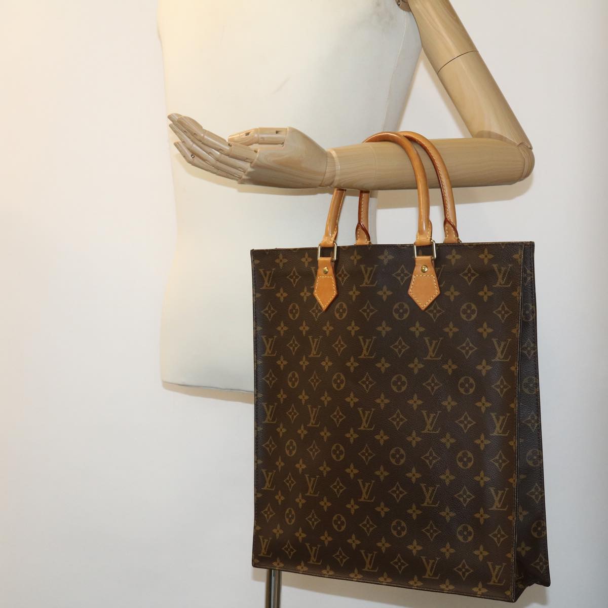 LOUIS VUITTON Monogram Sac Plat Hand Bag M51140 LV Auth rd3050