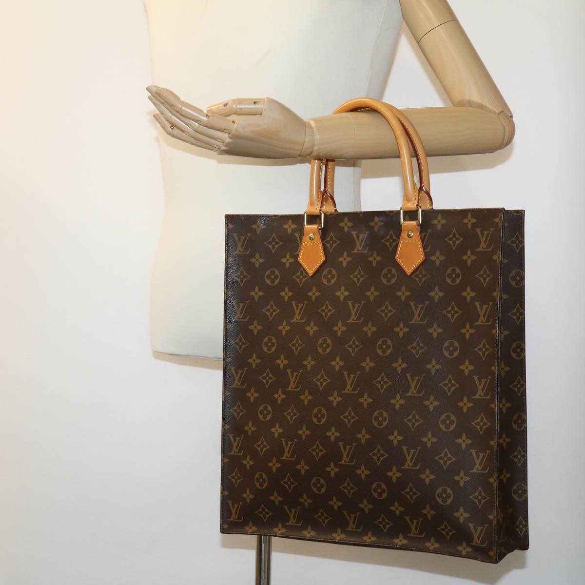 LOUIS VUITTON Monogram Sac Plat Hand Bag M51140 LV Auth rd3051