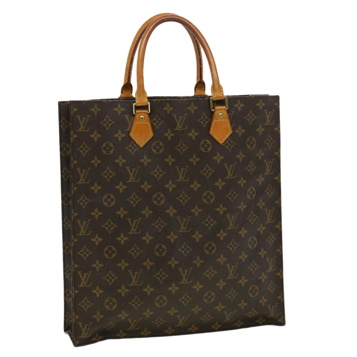 LOUIS VUITTON Monogram Sac Plat Hand Bag M51140 LV Auth rd3133