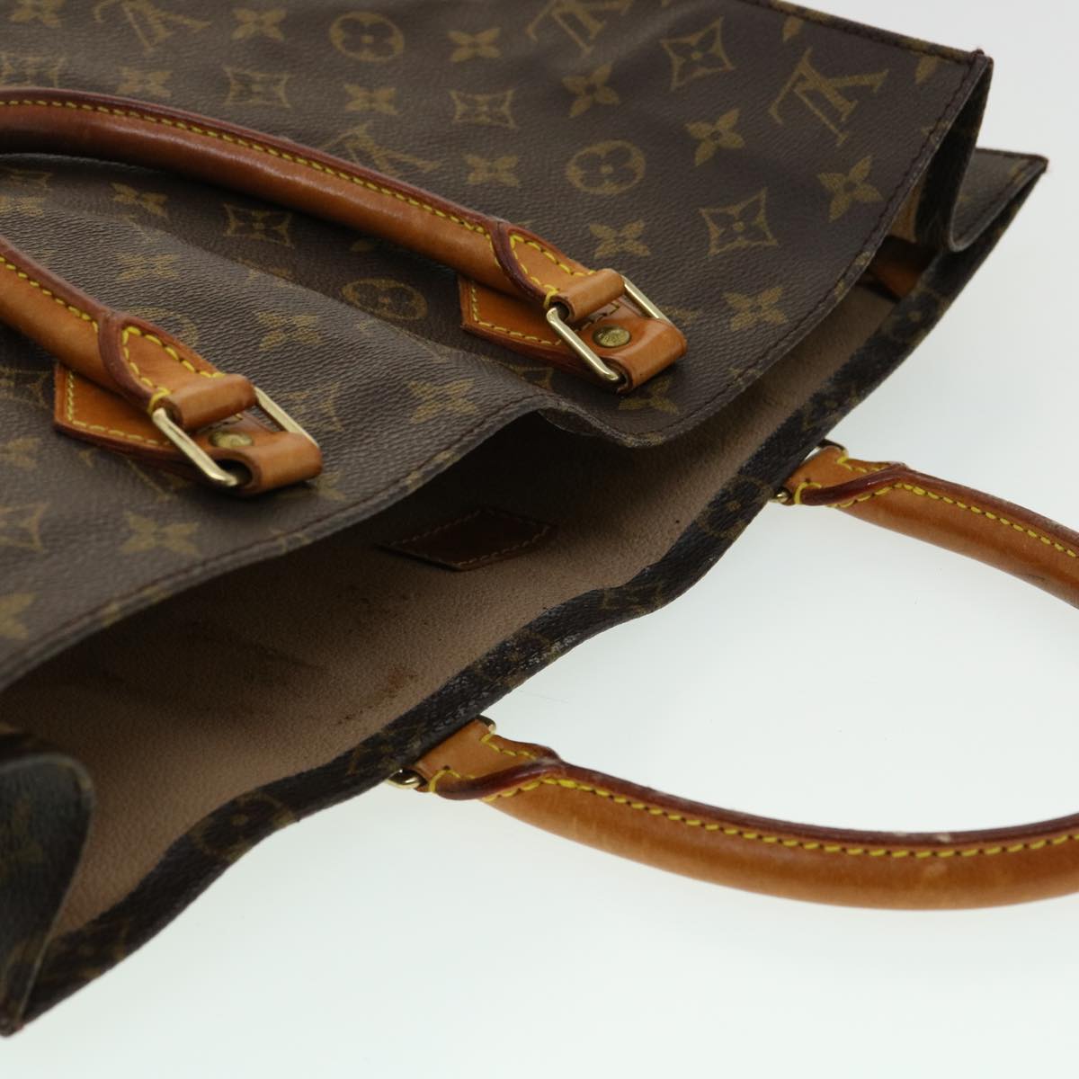 LOUIS VUITTON Monogram Sac Plat Hand Bag M51140 LV Auth rd3133