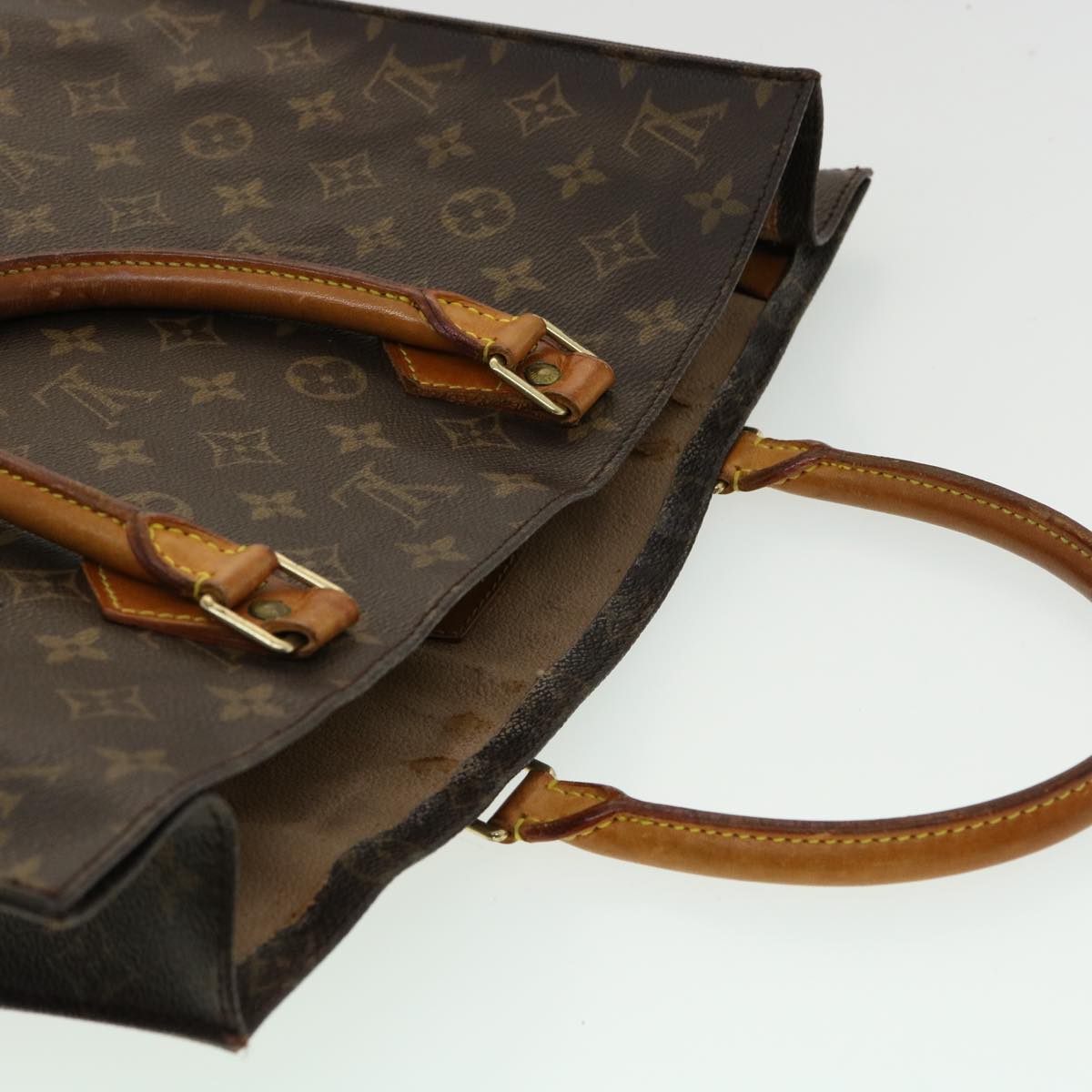 LOUIS VUITTON Monogram Sac Plat Hand Bag M51140 LV Auth rd3135