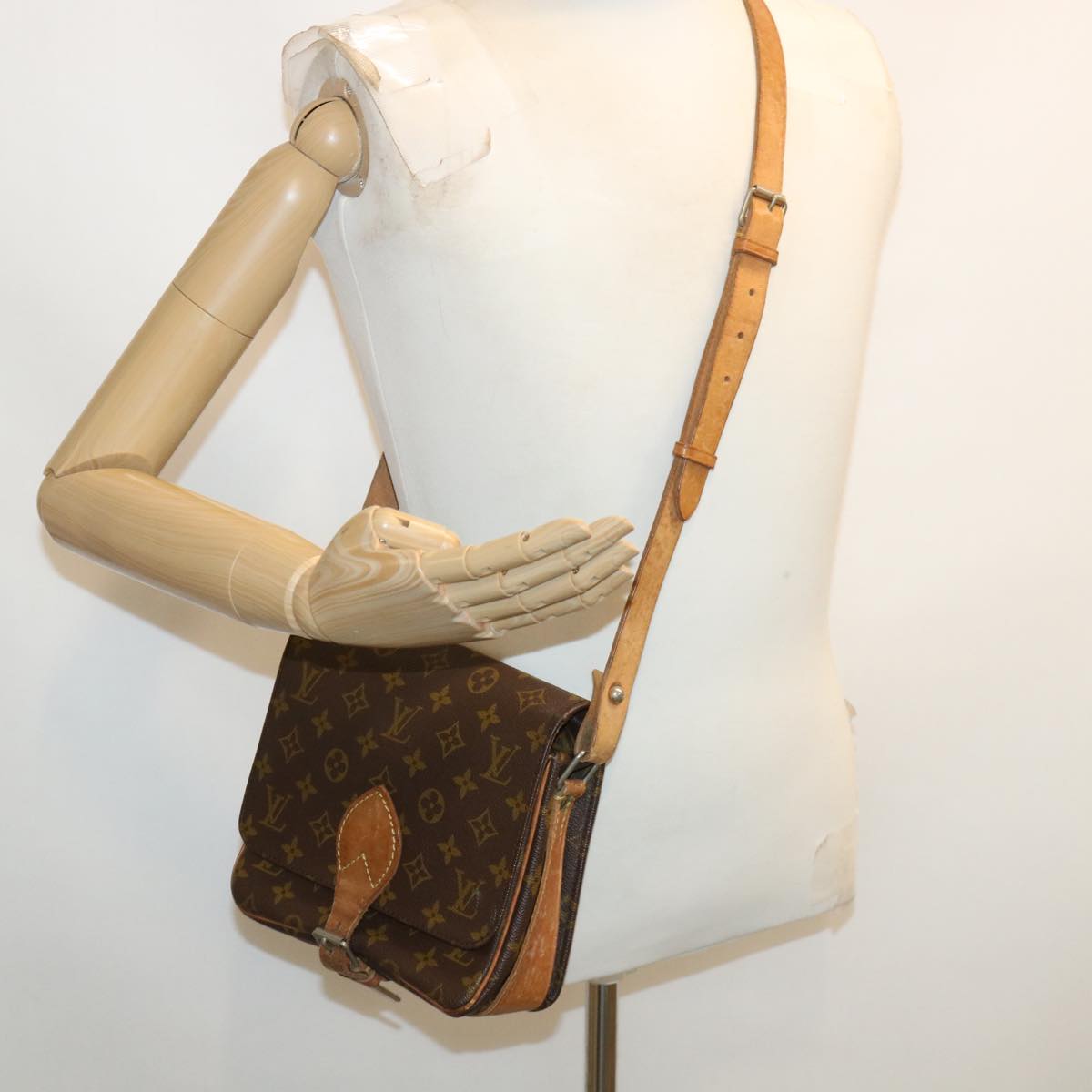 LOUIS VUITTON Monogram Cartouchiere MM Shoulder Bag Vintage M51253 Auth rd3167