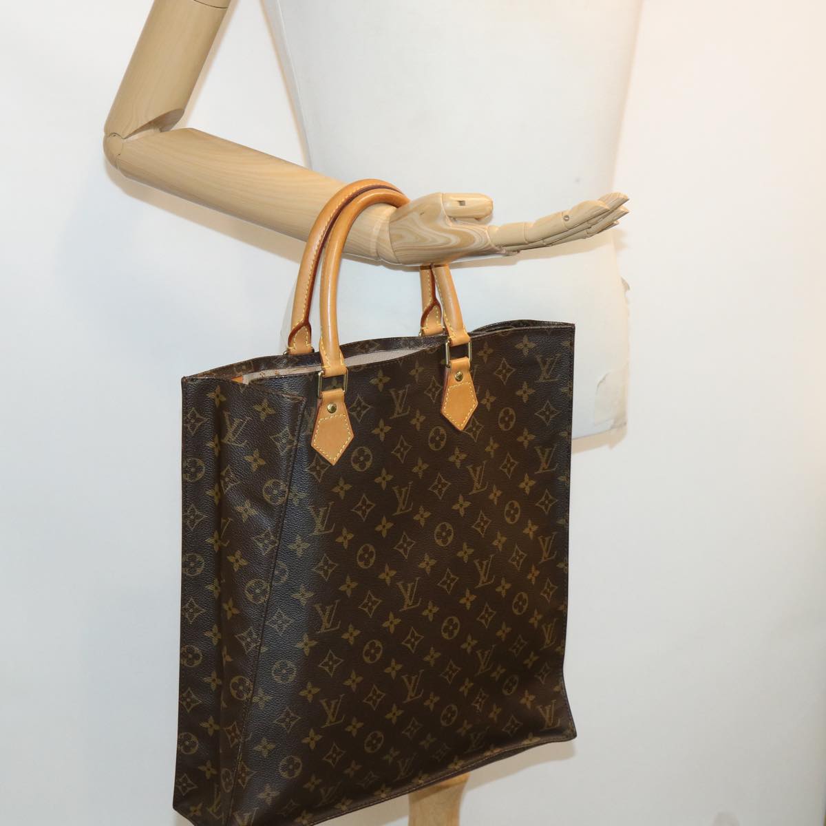 LOUIS VUITTON Monogram Sac Plat Hand Bag M51140 LV Auth rd3176