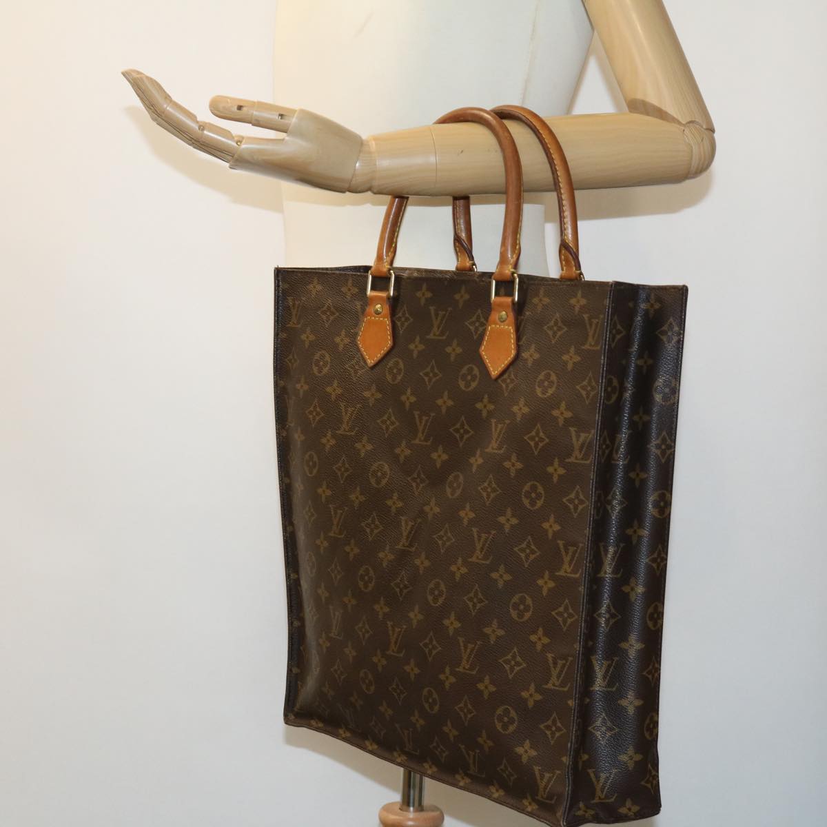 LOUIS VUITTON Monogram Sac Plat Hand Bag M51140 LV Auth rd3260