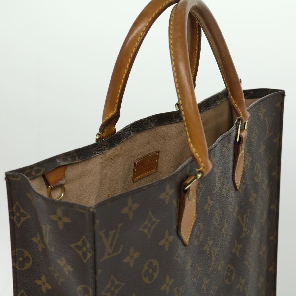 LOUIS VUITTON Monogram Sac Plat Hand Bag M51140 LV Auth rd3260